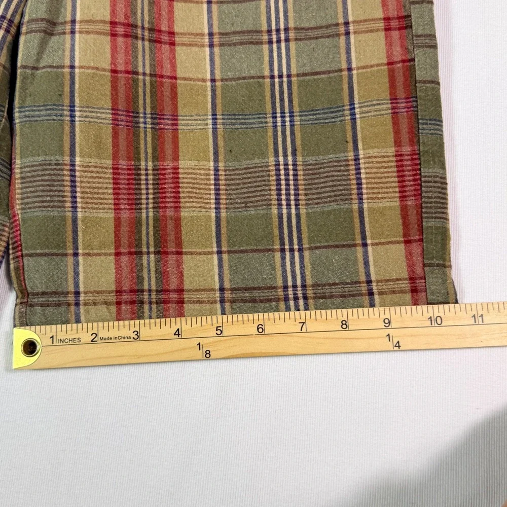 Banana Republic‎ Plaid Linen Cotton Shorts 32 Green Red Madras Summer Casual